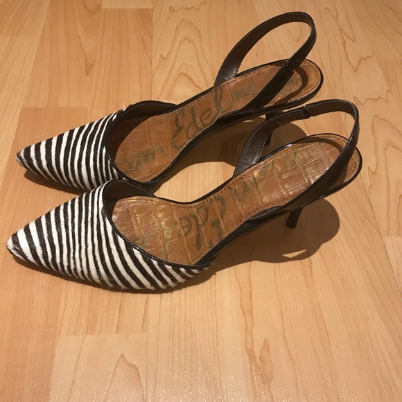 EUC Sam Edelman zebra fur strap heels size 8 - Picture 2 of 10